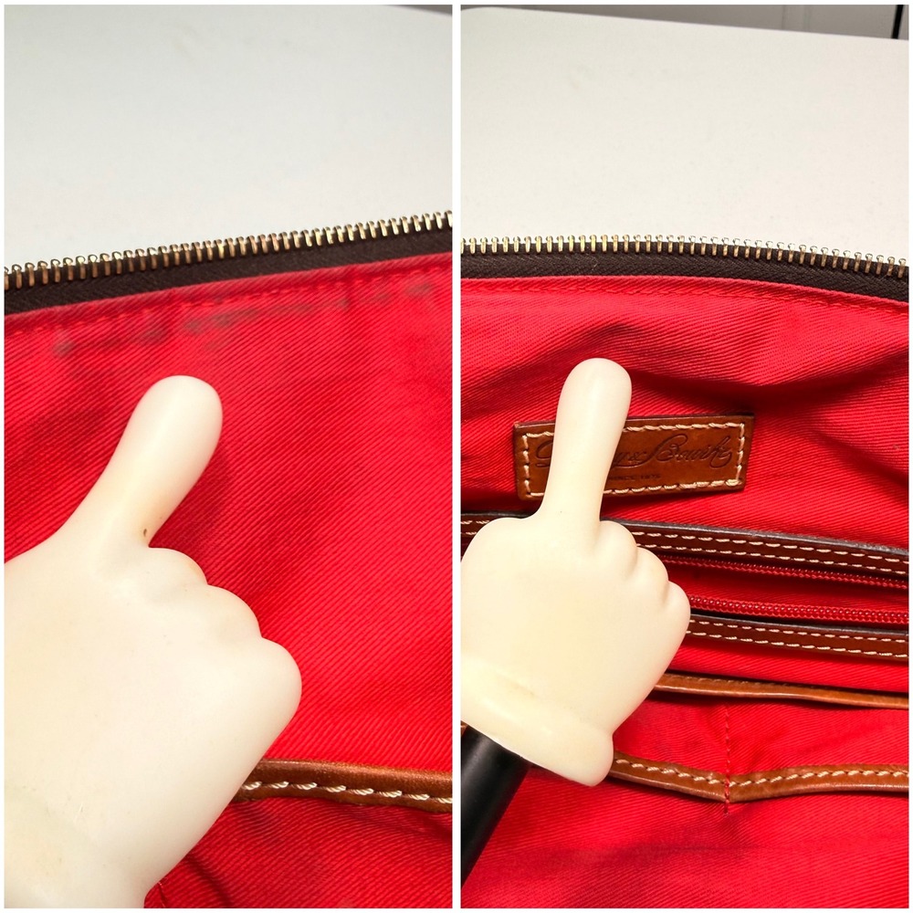 Dooney & Bourke O-Ring Shopper Tote Metallic Gold Bronze Leather Shoulder Bag L - Picture 14 of 15